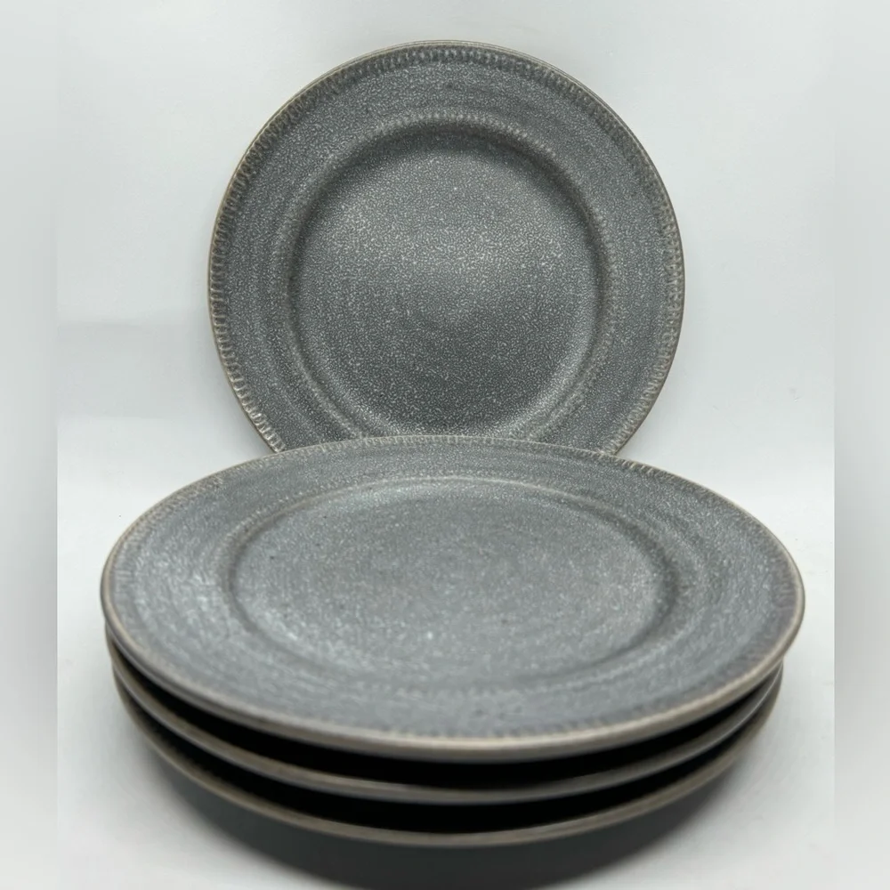 Pier 1 One Easton Charcoal Stoneware Salad Plates Set of 4